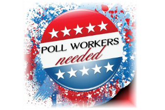 poll workers needed in red, white and blue colors